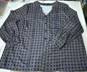 E755 BloomChicLong Sleeve Button-Down Blouse in Navy , US Size 22-24